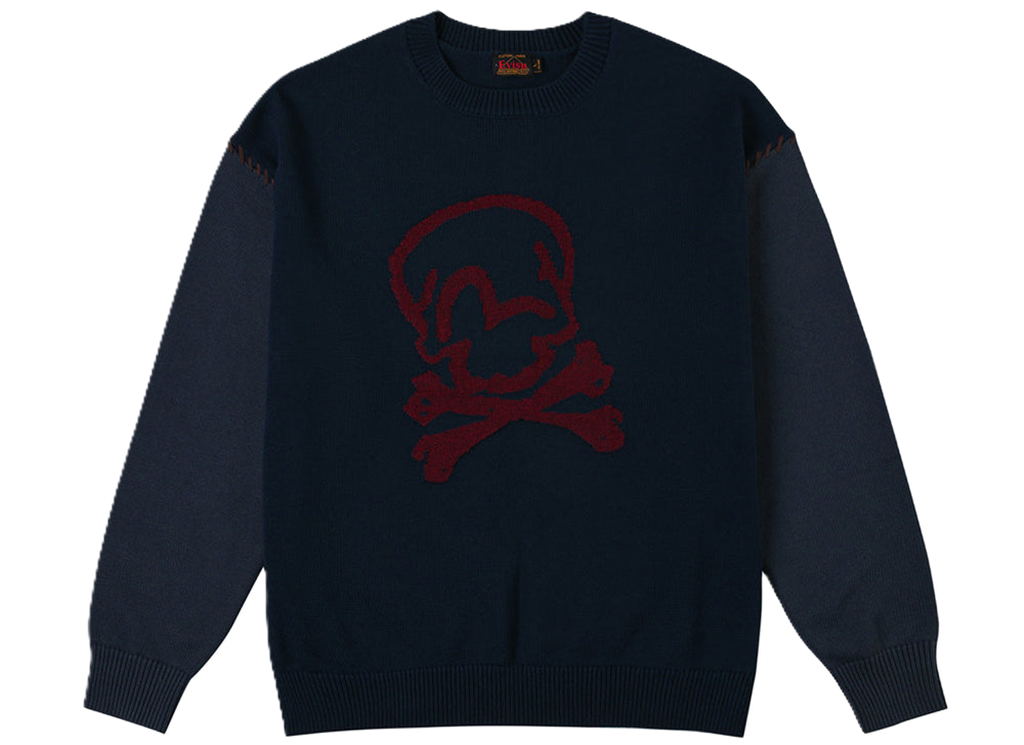 Áo Evisu Skull and Seagull Jacquard Color-Blocking Knit Sweater 'Navy' 2EAHTM5SR7022OSAC