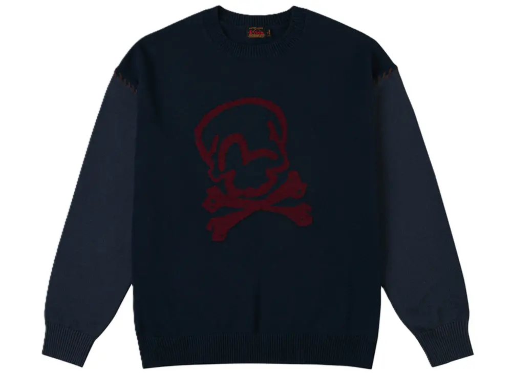 Áo Evisu Skull and Seagull Jacquard Color-Blocking Knit Sweater 'Navy' 2EAHTM5SR7022OSAC