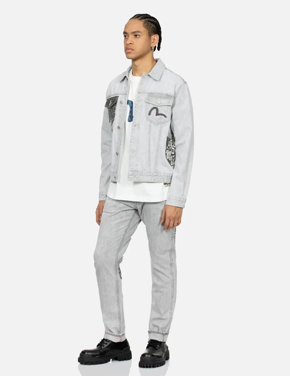 Quần Evisu Multi-Pocket Taper Fit Denim Jeans 'Grey' 2ESHTM4JE702617DN - Ảnh 5