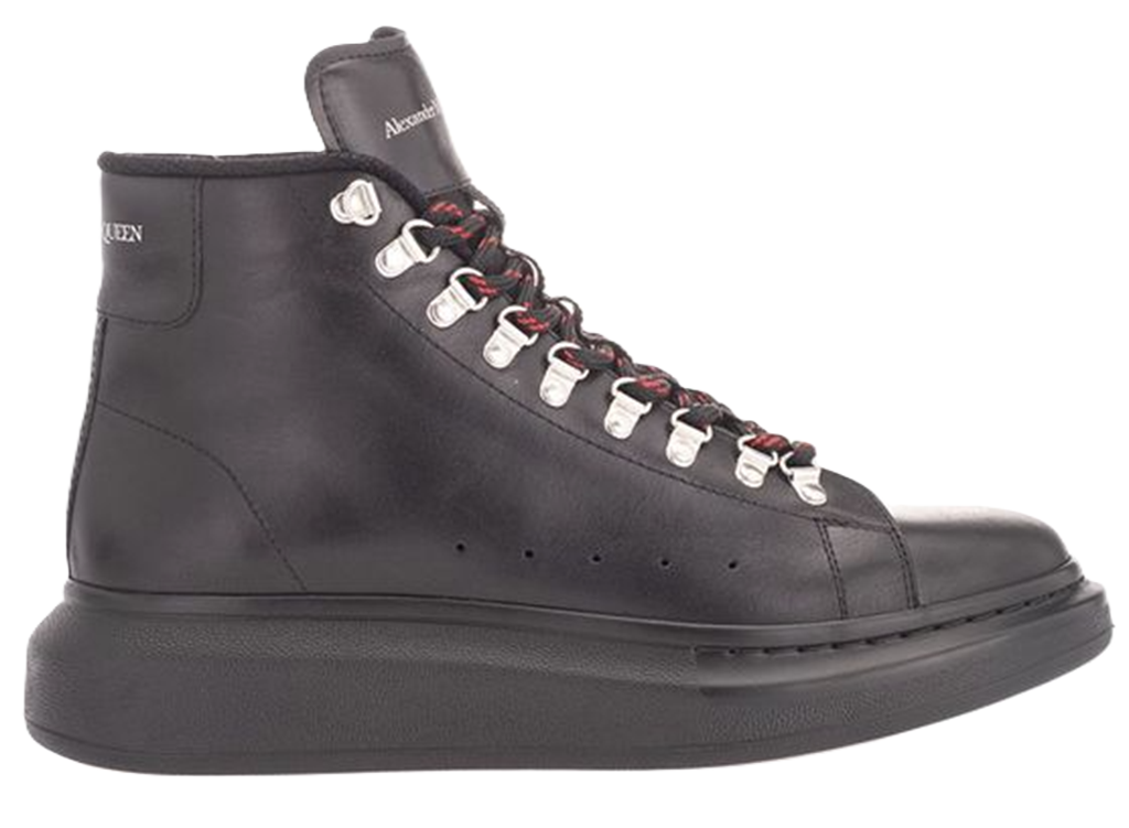 Giày Alexander McQueen Black Leather Hi Top Sneakers 604247-WHRWA-1000