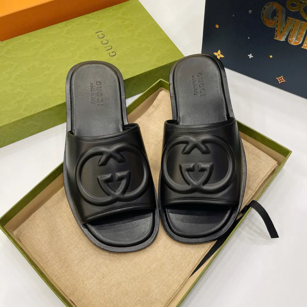 Dép Gucci Slide Sandal Interlocking G 'Black' 782697-0R000-1000 - Ảnh 3