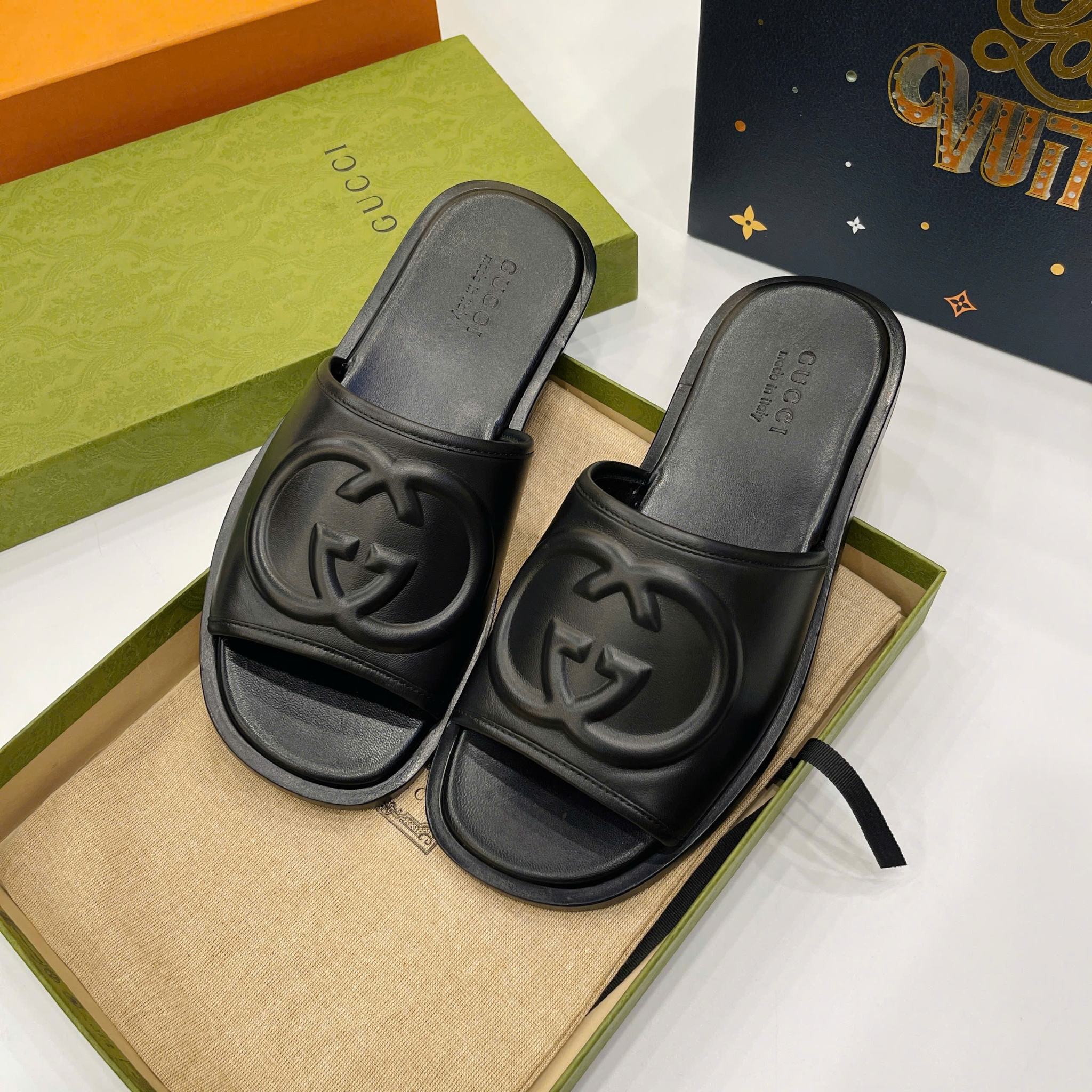 Alternative view of Dép Gucci Slide Sandal Interlocking G 'Black' 782697-0R000-1000