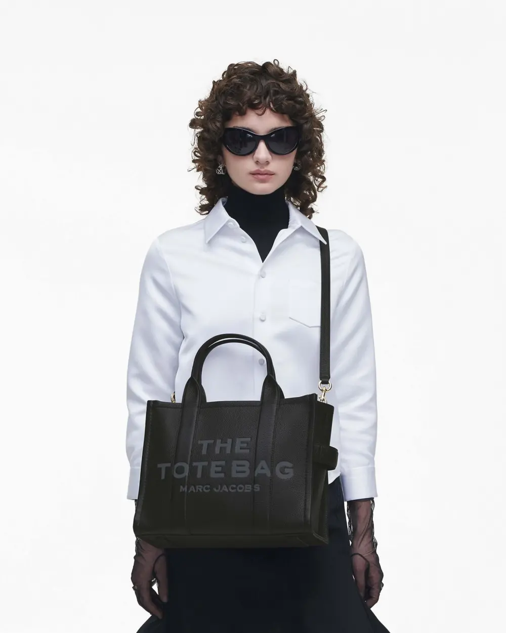 Túi Marc Jacobs Leather Medium Tote Bag 'Black' H004L01PF21-001 - Ảnh 3
