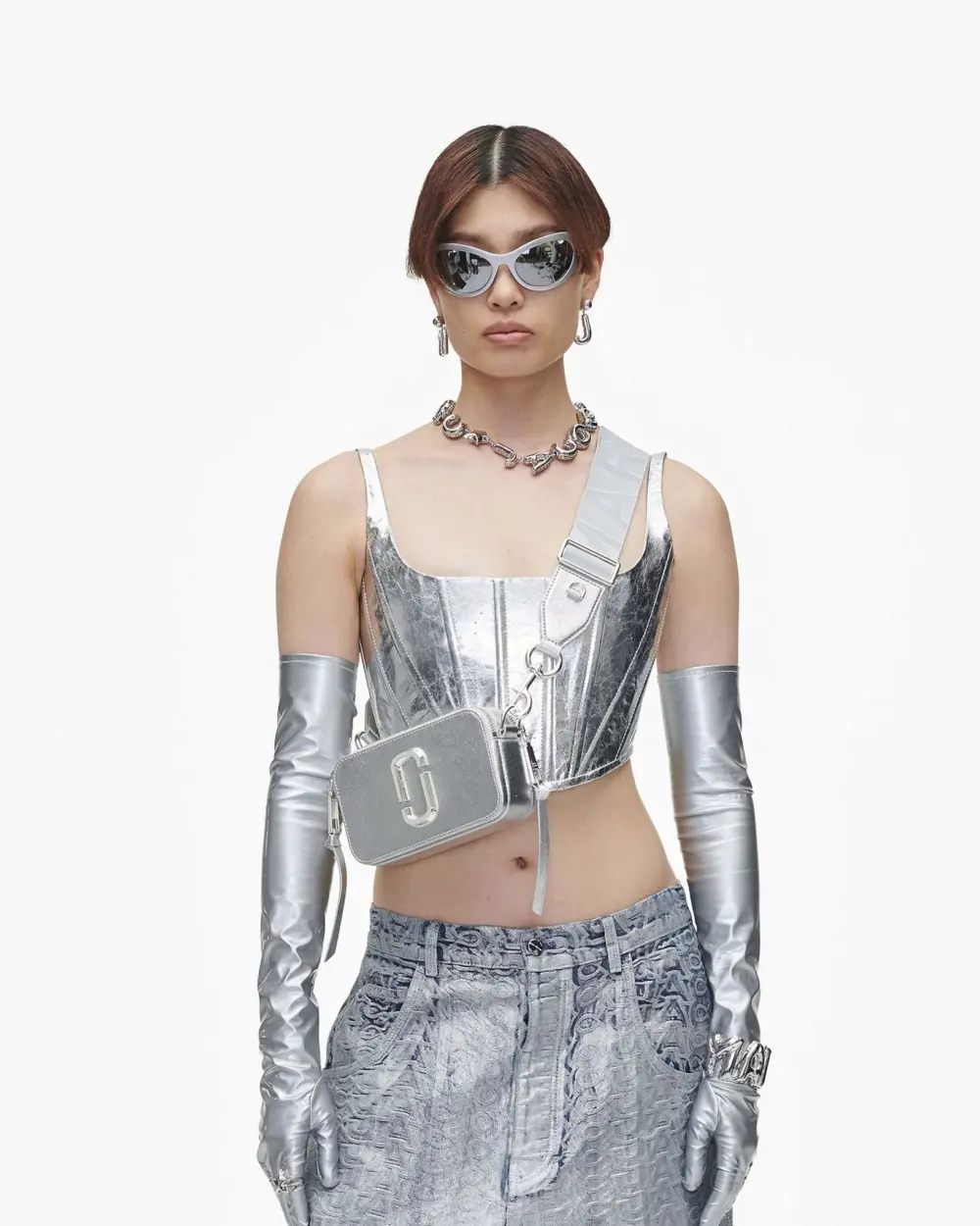 Túi Marc Jacobs Metallic Snapshot Dtm 'Silver' 2F3HCR056H01-040 - Ảnh 3