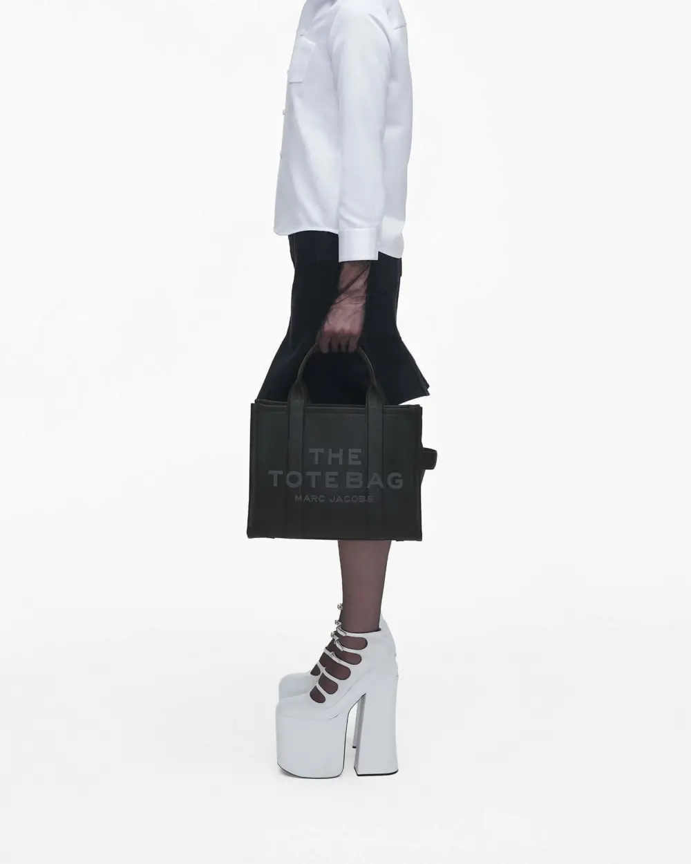 Túi Marc Jacobs Leather Medium Tote Bag 'Black' H004L01PF21-001 - Ảnh 4