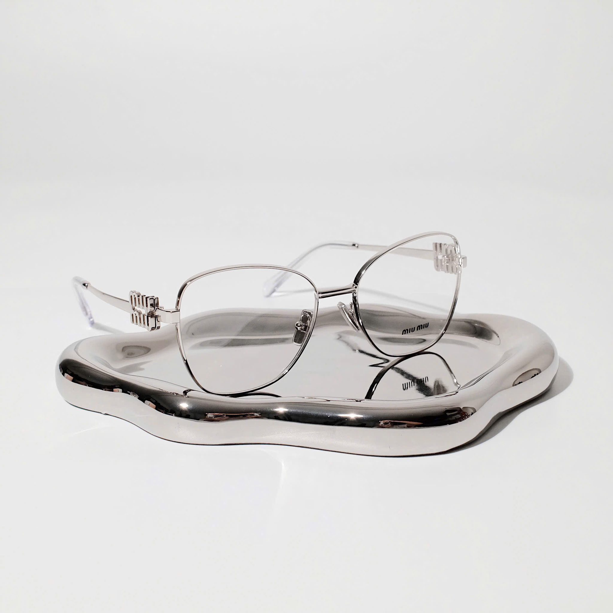 Alternative view of Kính Miu Miu Butterfly Silver Geometric Eyeglasses ‘Silver’ VMU-50XV-6926
