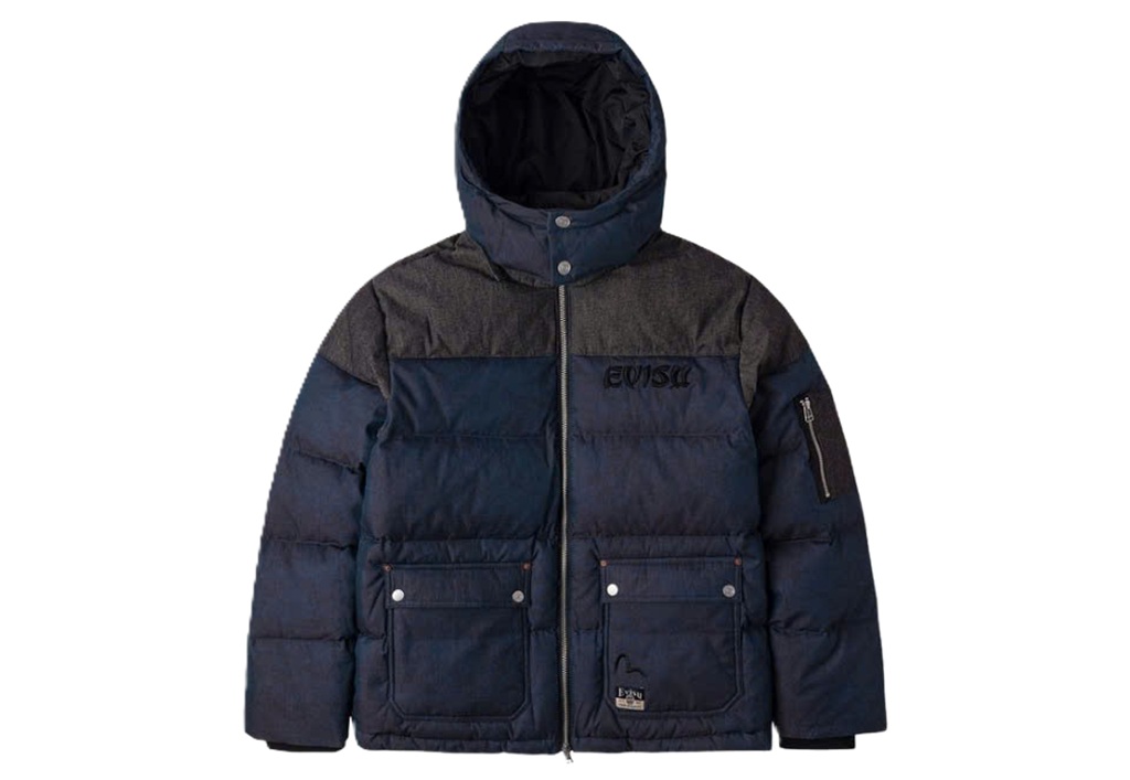 Áo Evisu 2025 Zipper Down Jacket with Embroidered Logo 2EAHTM5NJ1099XXCT