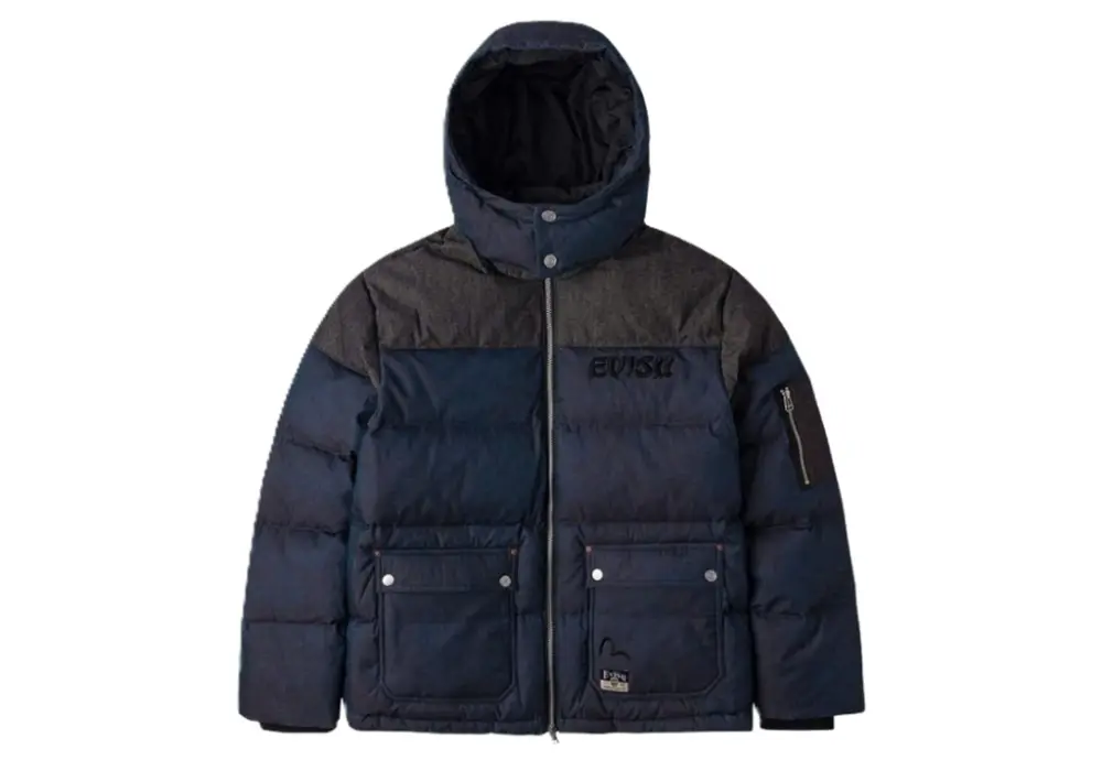 Áo Evisu 2025 Zipper Down Jacket with Embroidered Logo 2EAHTM5NJ1099XXCT
