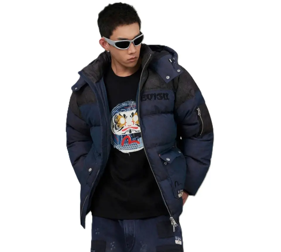 Áo Evisu 2025 Zipper Down Jacket with Embroidered Logo 2EAHTM5NJ1099XXCT - Ảnh 3