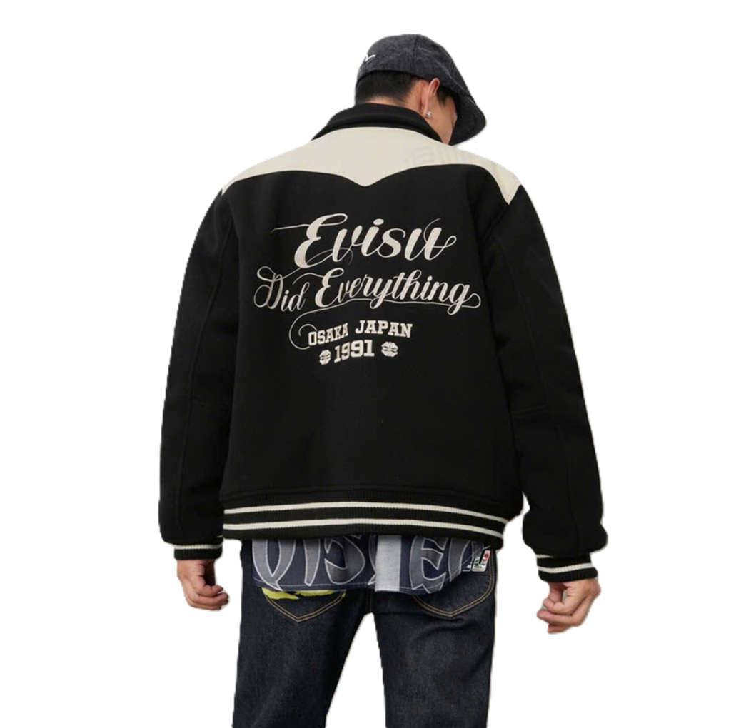 Áo Evisu 2025 Autumn Logo Embroidered Jacket 'Black' 2EAHTM5JK1037RXWQ - Ảnh 3