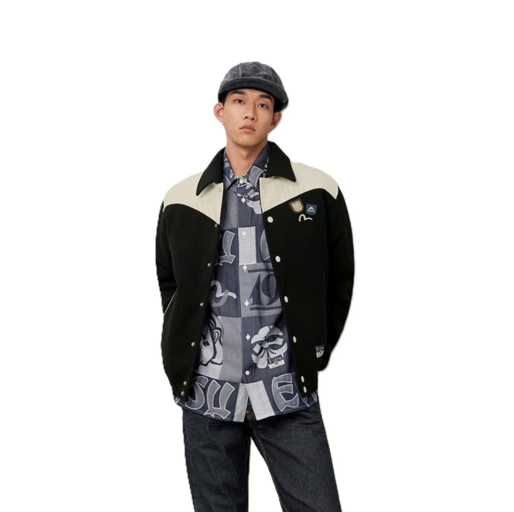 Áo Evisu 2025 Autumn Logo Embroidered Jacket 'Black' 2EAHTM5JK1037RXWQ - Ảnh 5