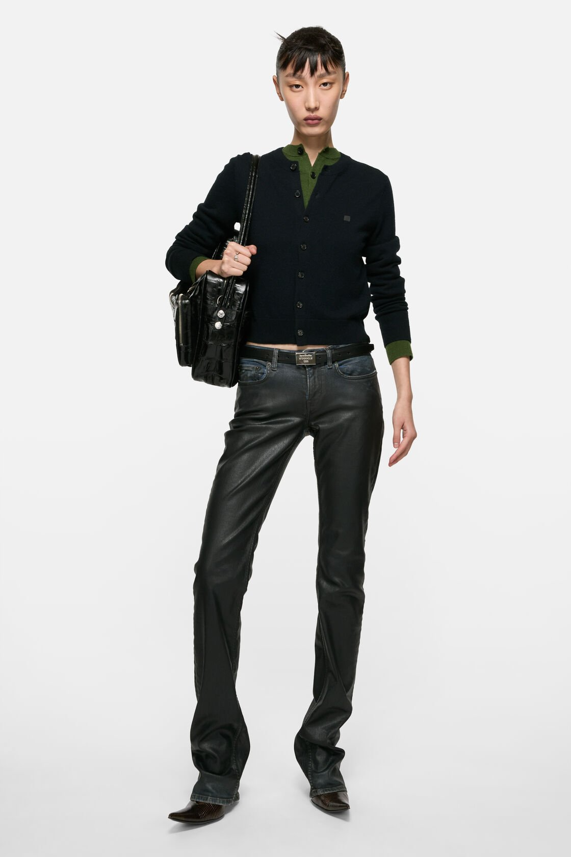 Alternative view of Áo Acne Studios fitted cardigan yak wool 'Black' A60657-900