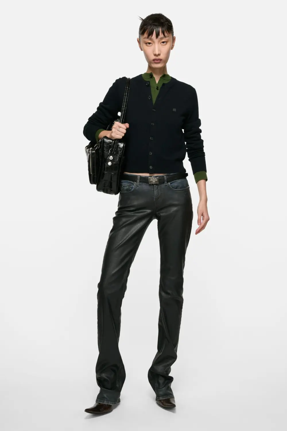 Alternative view of Áo Acne Studios fitted cardigan yak wool 'Black' A60657-900