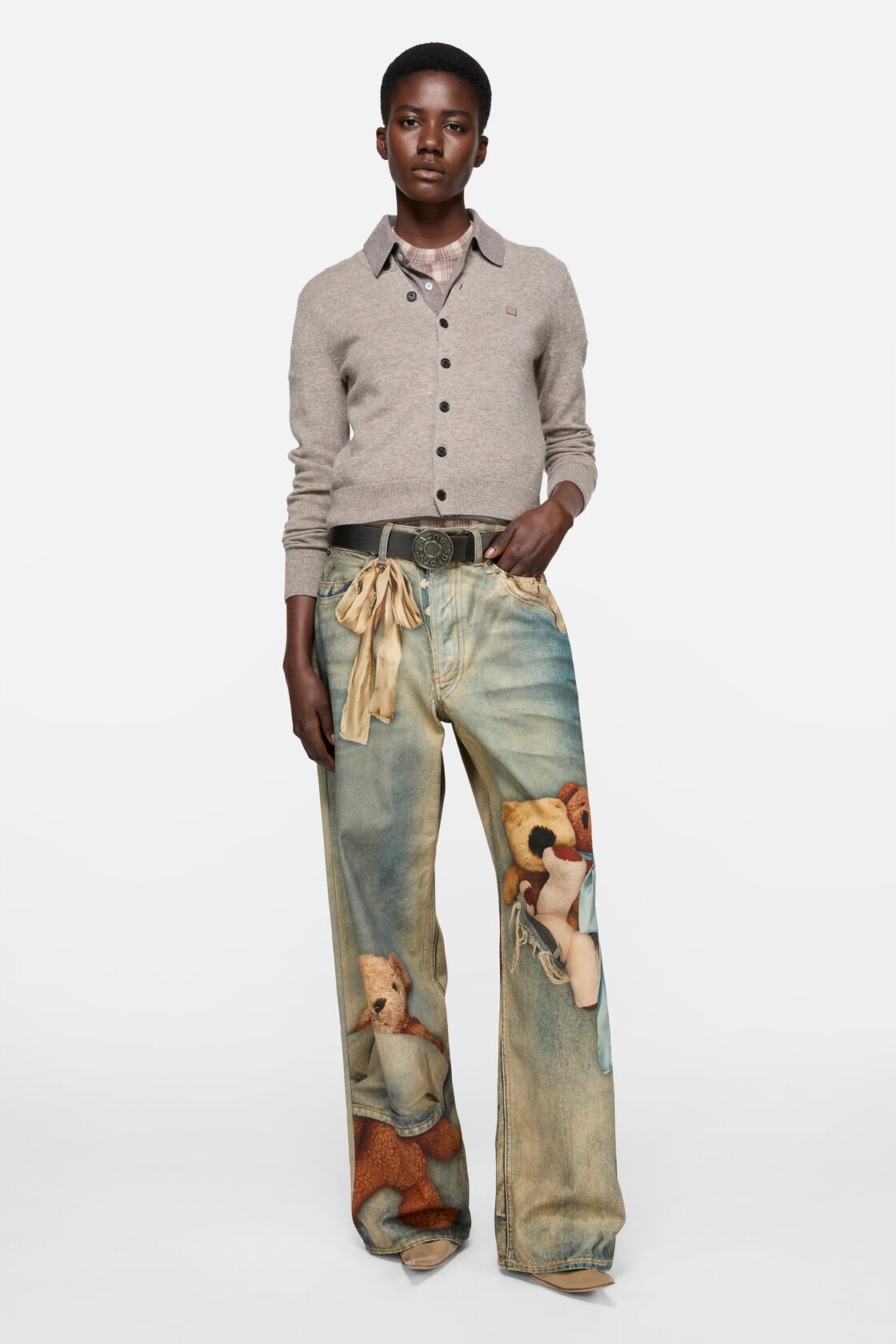 Alternative view of Áo Acne Studios fitted cardigan yak wool 'Greige melange' A60657-DRN