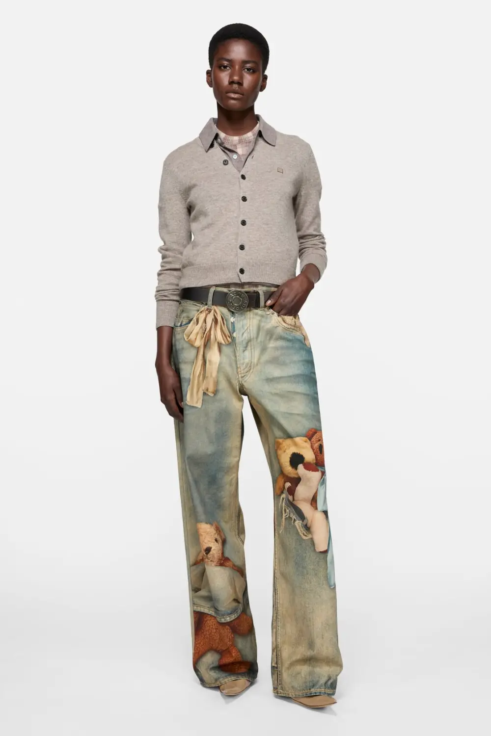 Alternative view of Áo Acne Studios fitted cardigan yak wool 'Greige melange' A60657-DRN