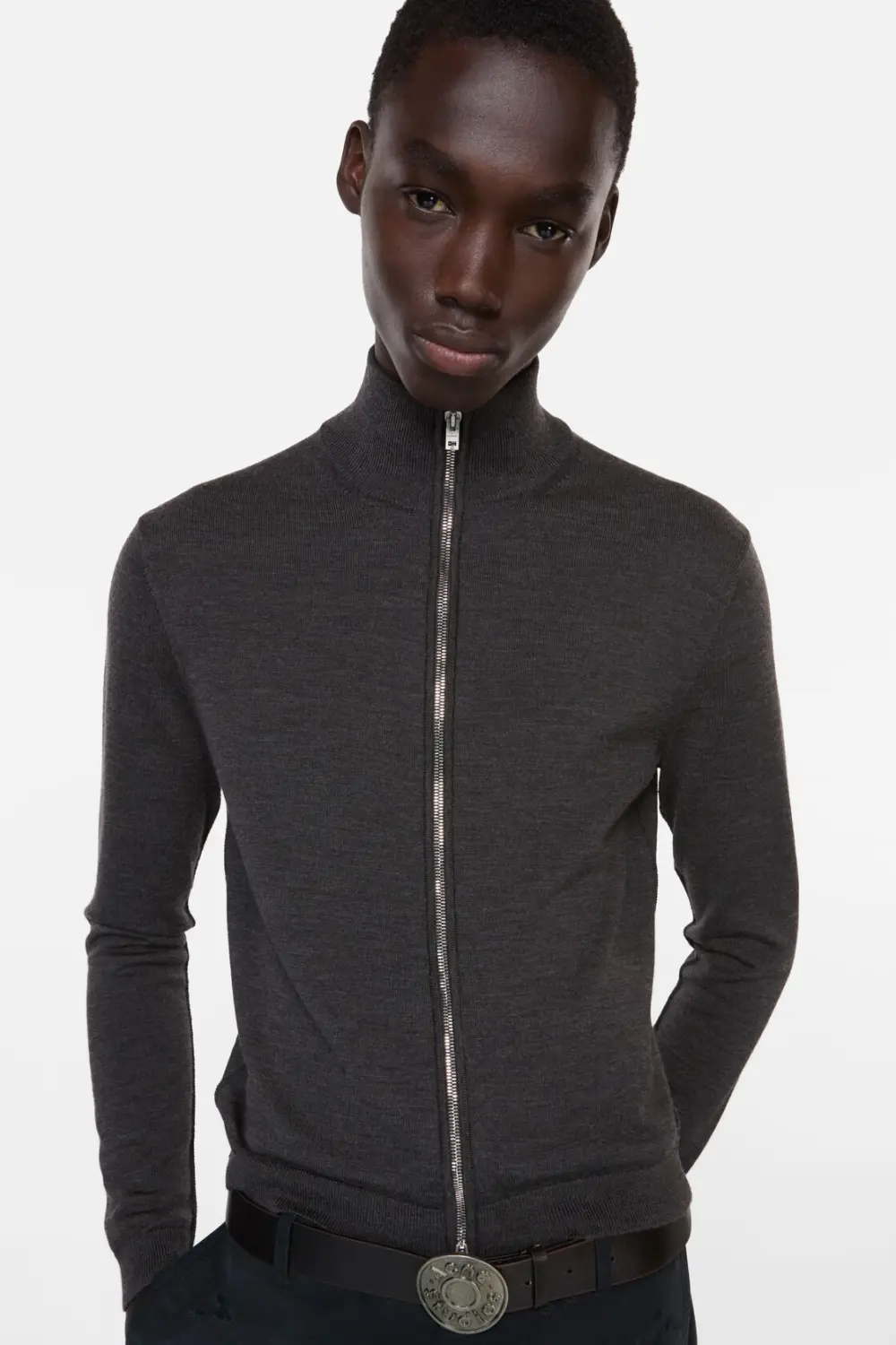 Áo Acne Studios zip up cardigan 'anthracite grey' B60365-AA2 - Ảnh 3