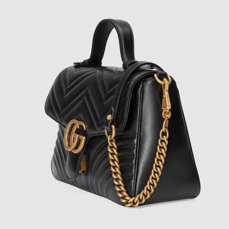 Alternative view of Túi Gucci Leather GG Marmont Small Top Handle Bag 'Black' 498110-DTDIT-1000