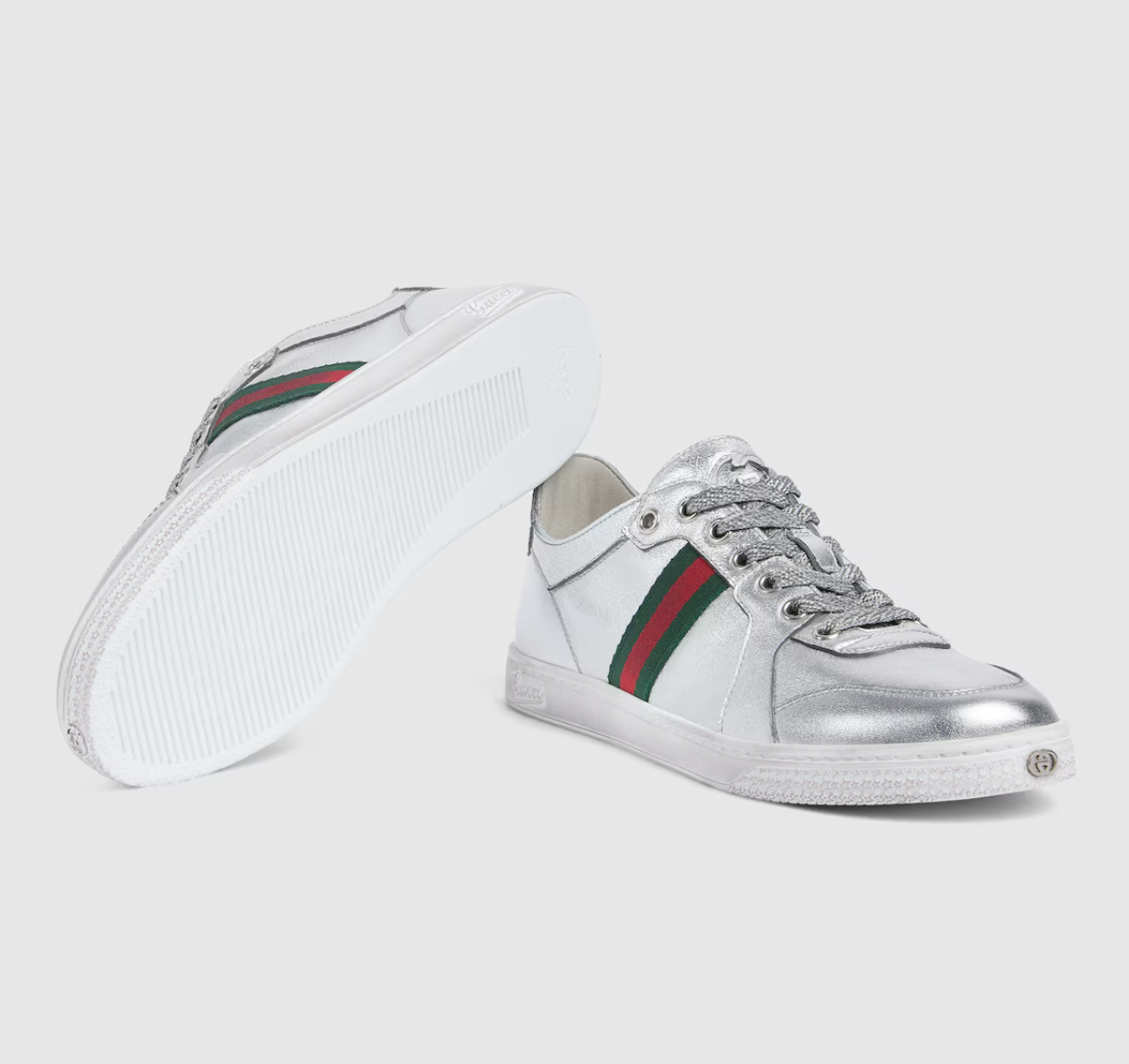 Alternative view of Giày Gucci Stretch Low-top Trainer 'Silver' 867002-AAGHR-8156