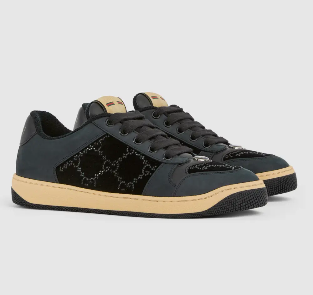 Giày Gucci GG Crystal Screener Trainers 'Black' 853276-FAFFM-1078 - Ảnh 4