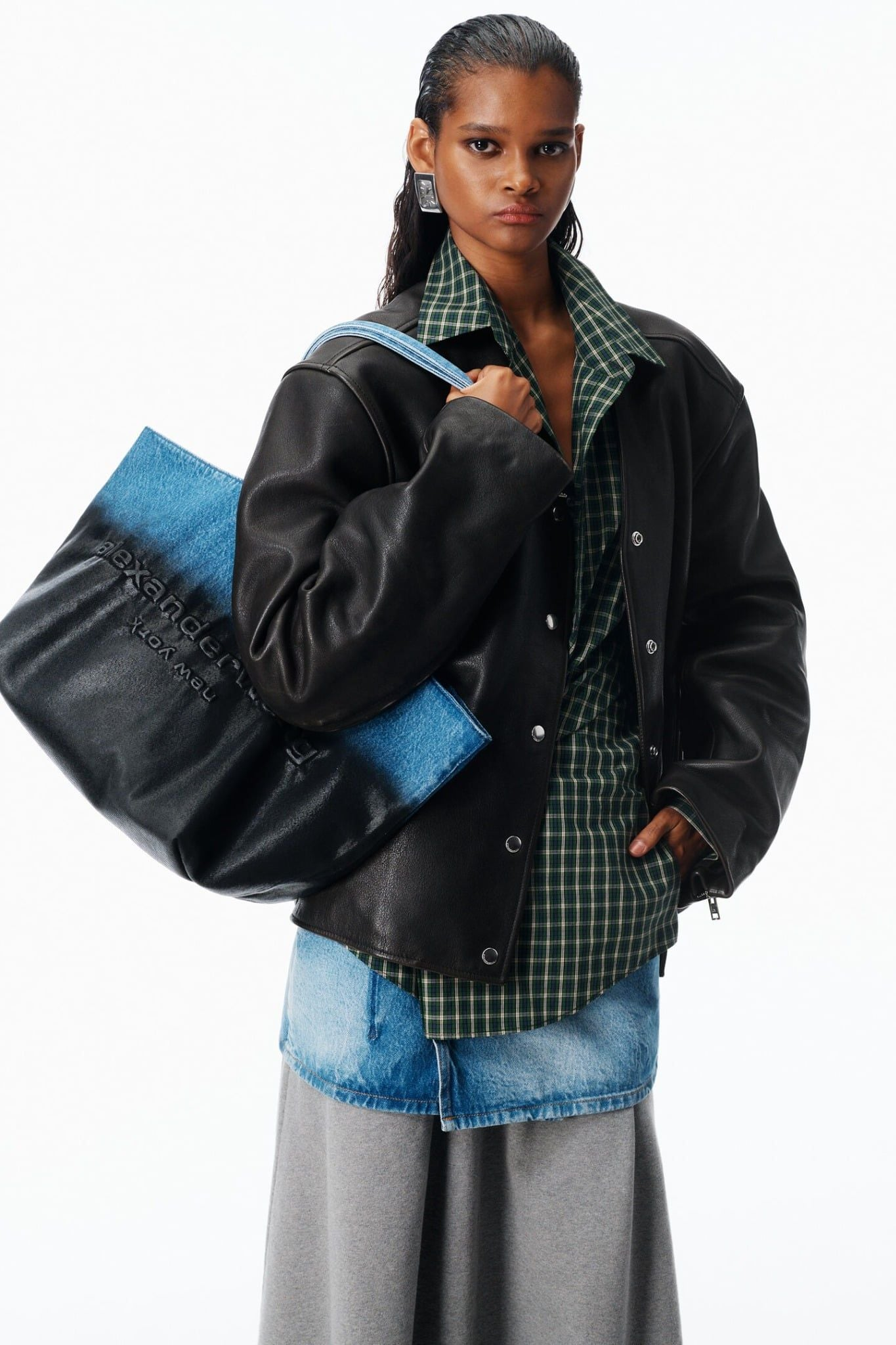 Túi Alexander Wang Punch Tote 'Blue Black' 20126T04T400D - Ảnh 5