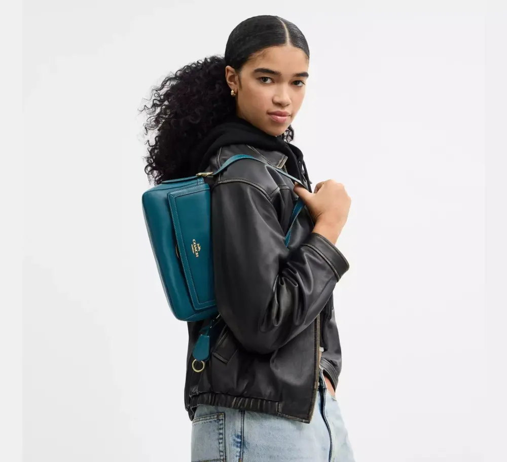 Túi Coach Etta Small Flap Shoulder Bag 'Teal Ink' CCV63-IMSE1 - Ảnh 5