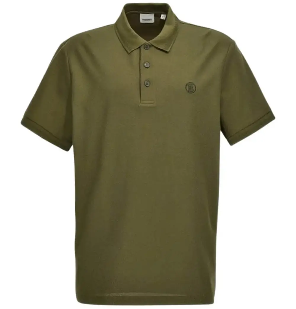 Áo Burberry Check Cotton Logo Embroidery 'Olive' 80831561