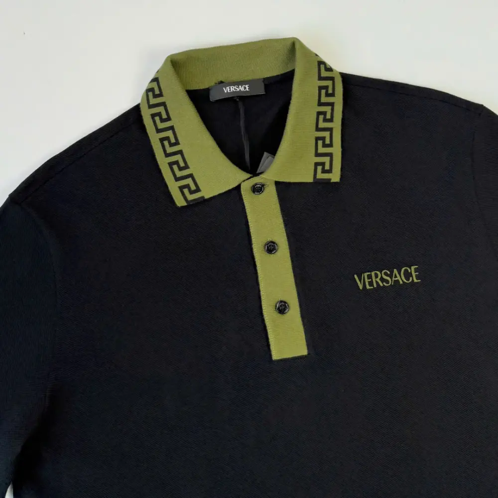 Áo Versace Greca Motif Polo 'Black' 1021354-1A15632-2BX30 - Ảnh 4