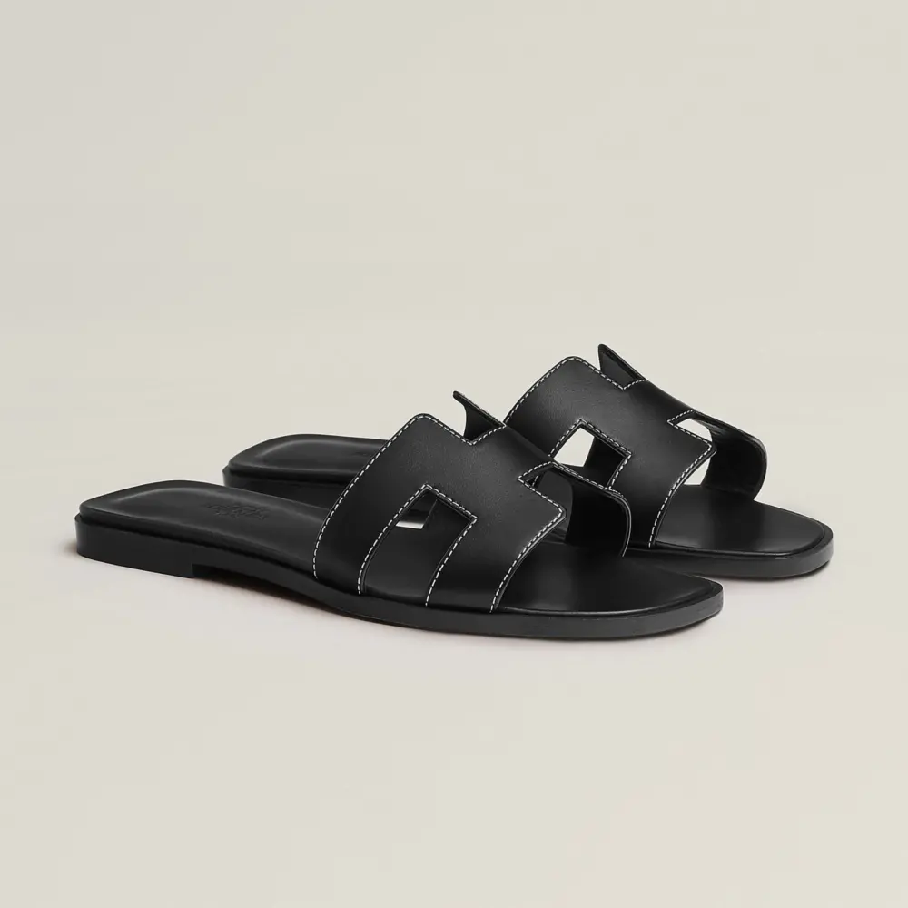 Dép Hermes Oran Sandal 'Noir' H021056Zv01370 - Ảnh 4