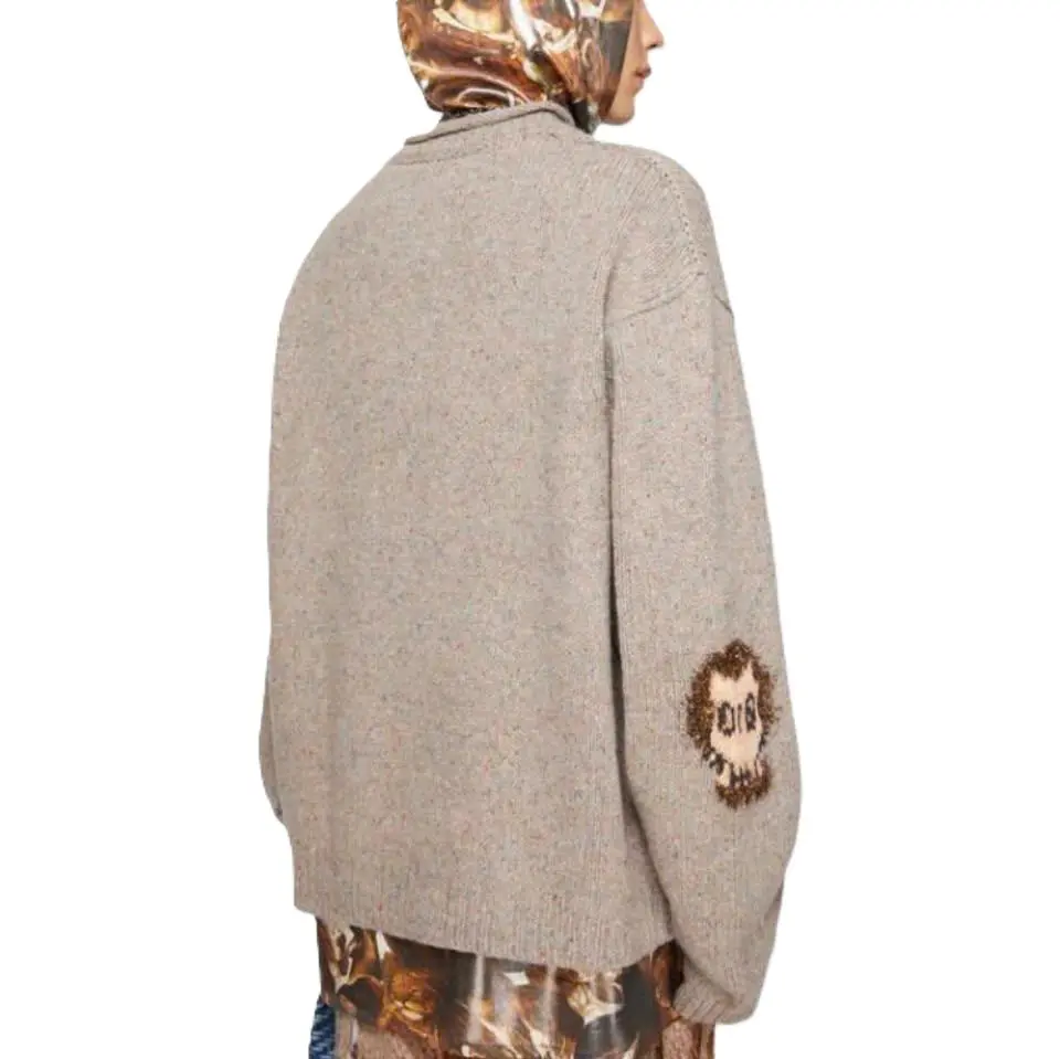 Áo Acne Studios jacquard skull jumper 'Brown' B60307-DML - Ảnh 3