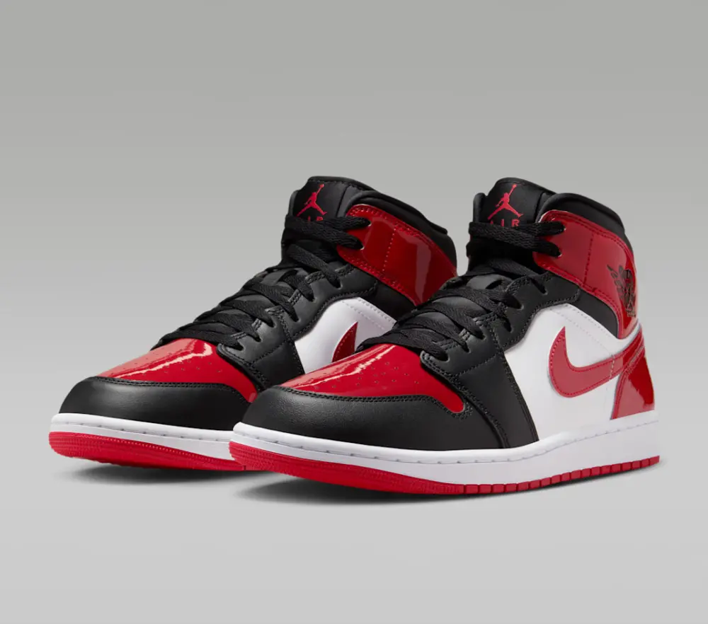 Giày Nike Air Jordan 1 Mid SE ‘Patent Bred Toe’ HV4091-006 - Ảnh 4