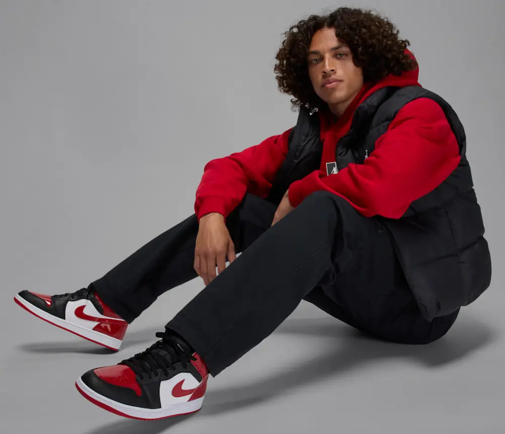 Giày Nike Air Jordan 1 Mid SE ‘Patent Bred Toe’ HV4091-006 - Ảnh 6