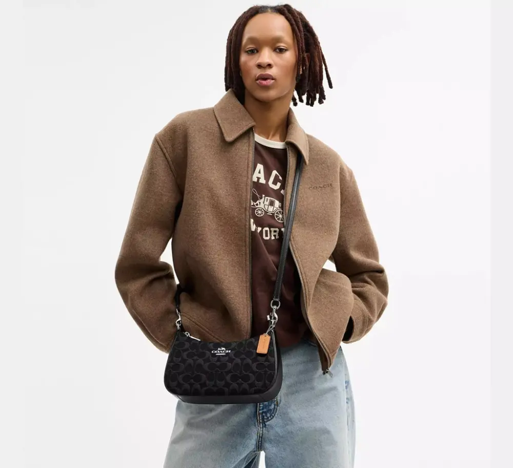 Túi Coach Teri Shoulder Bag 'Black' CDE43-SVBK - Ảnh 4