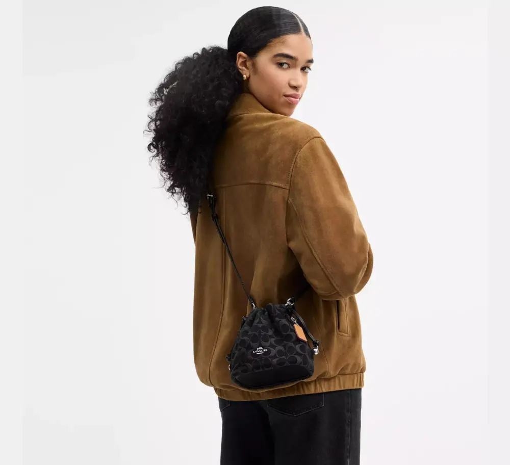 Túi Coach Faye Mini Drawstring Bag 'Black' CCZ45-SVBK - Ảnh 5
