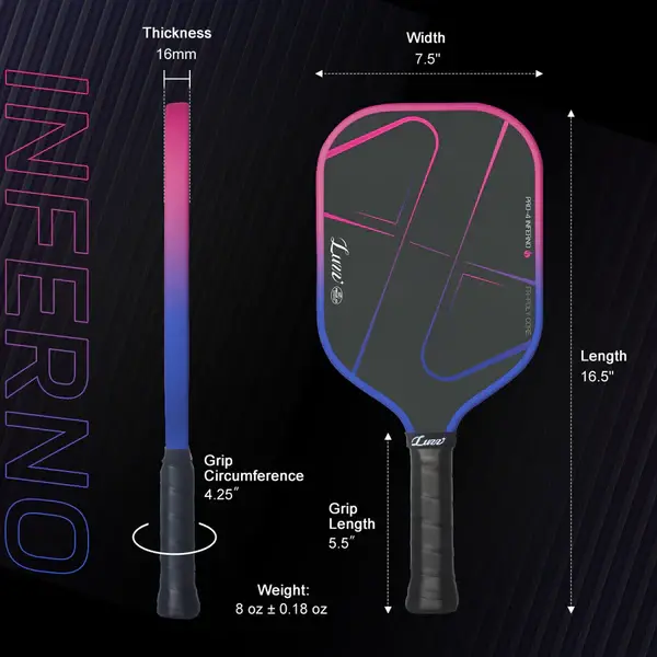 Vợt Pickleball Luzz Pro 4 Inferno MPP 16mm 'Purple' - Ảnh 3