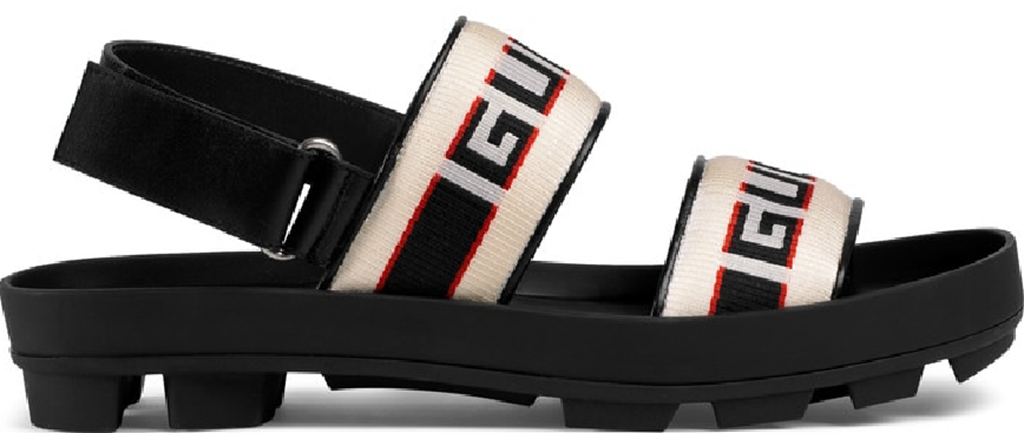 Dép Gucci Jacquard Stripe Straps Soft Sole Cozy 'Black White' 523769-HJP10-9575