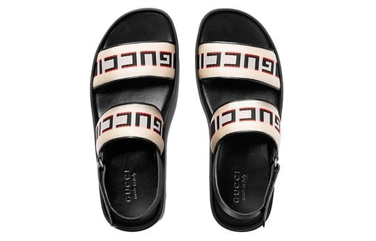 Dép Gucci Jacquard Stripe Straps Soft Sole Cozy 'Black White' 523769-HJP10-9575 - Ảnh 3