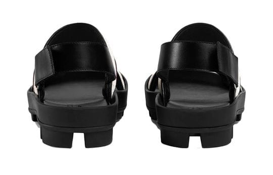 Alternative view of Dép Gucci Jacquard Stripe Straps Soft Sole Cozy 'Black White' 523769-HJP10-9575