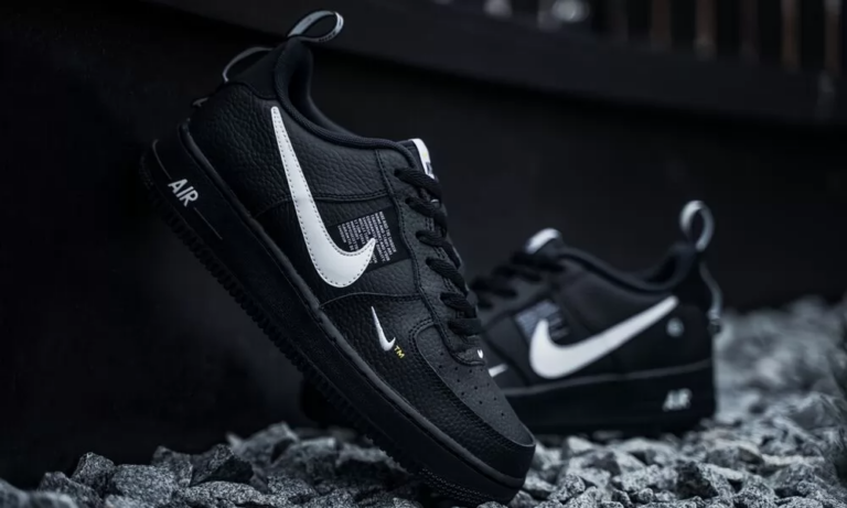 Giày Nike Air Force 1 Lv8 Utility GS ‘Overbranding’ AR1708-001 - Ảnh 4