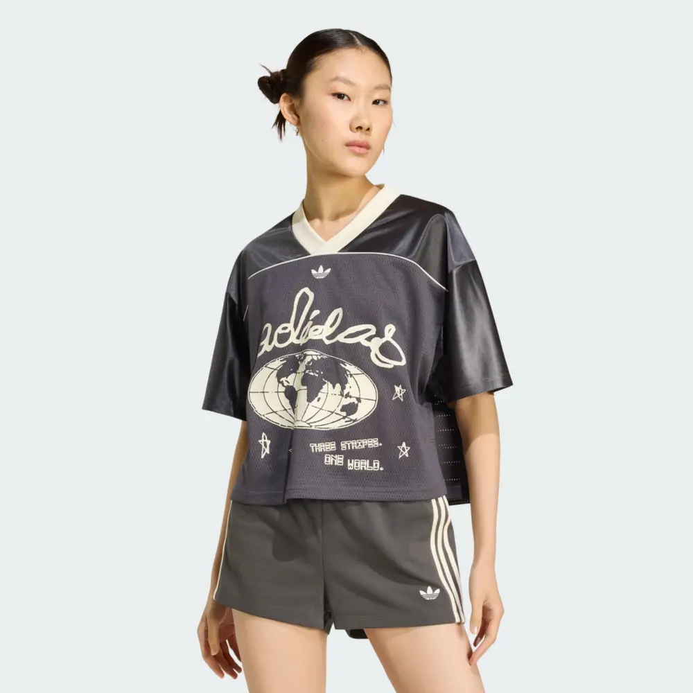 Alternative view of Áo Adidas ORIGINALS CROP FOOTBALL JERSEY 'Utility Black' KU9201