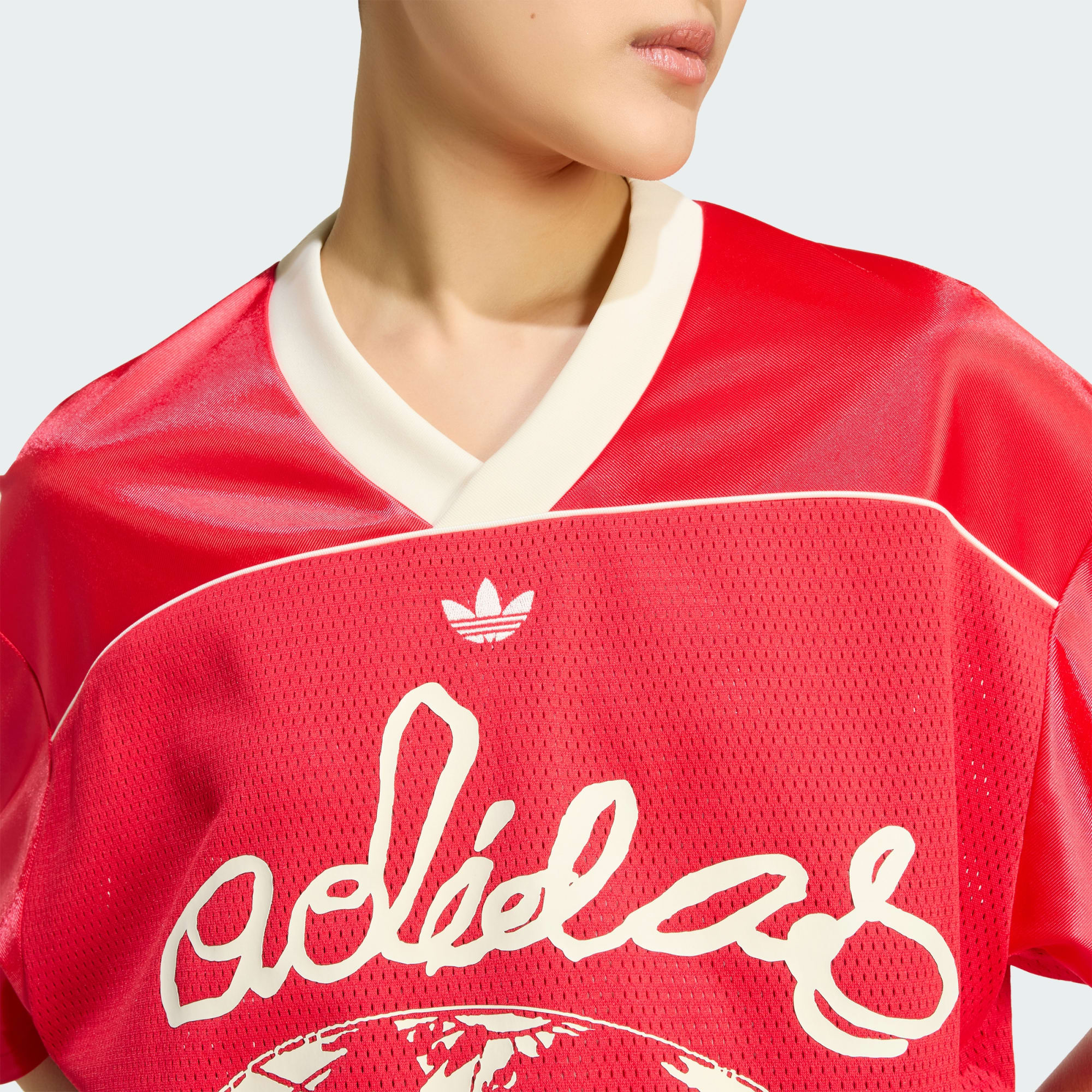 Alternative view of Áo Adidas ORIGINALS CROP FOOTBALL JERSEY 'Mobile Ruby' KU9202