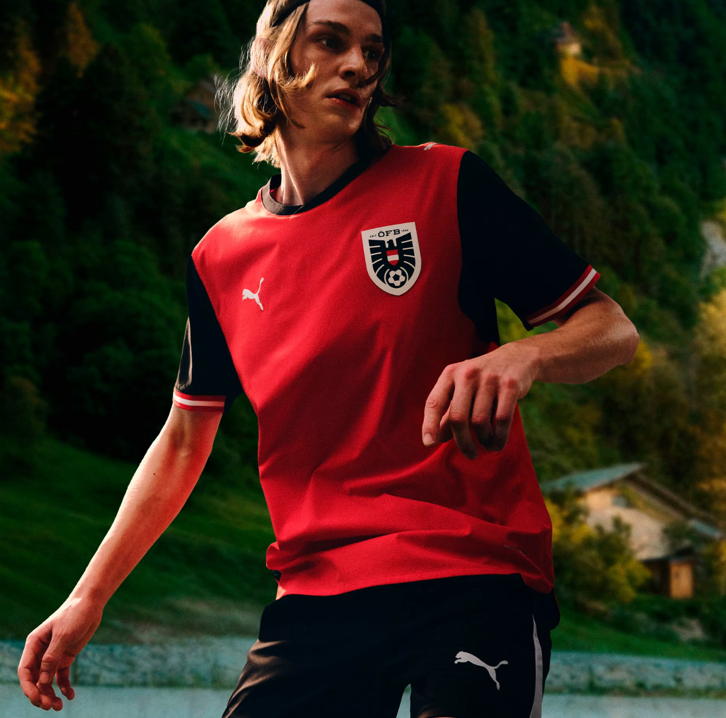 Alternative view of Áo Puma Austria Home Soccer Jersey 'Red' 783200-01