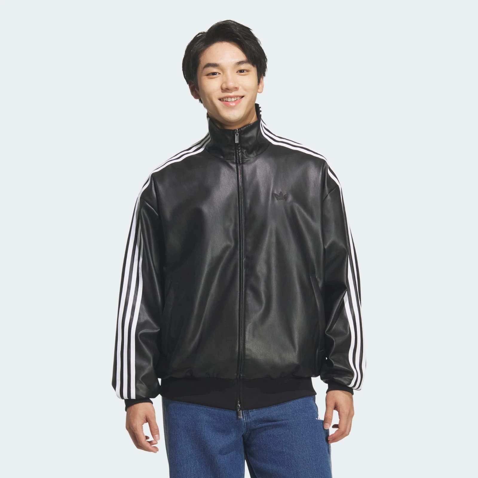 Alternative view of Áo adidas Originals Pleather 3S Track Top 'Black' KQ5472