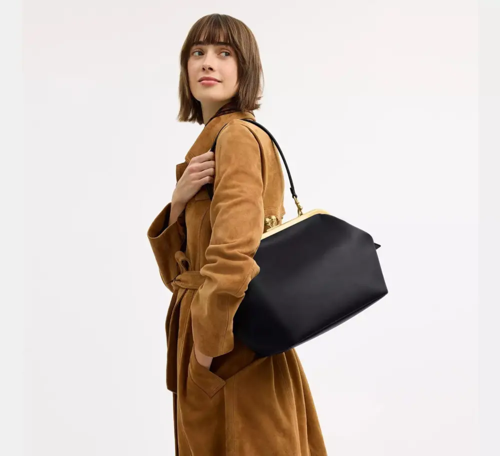 Túi Coach Kisslock Frame Bag 27 'Black' CDZ25-B4BK - Ảnh 5