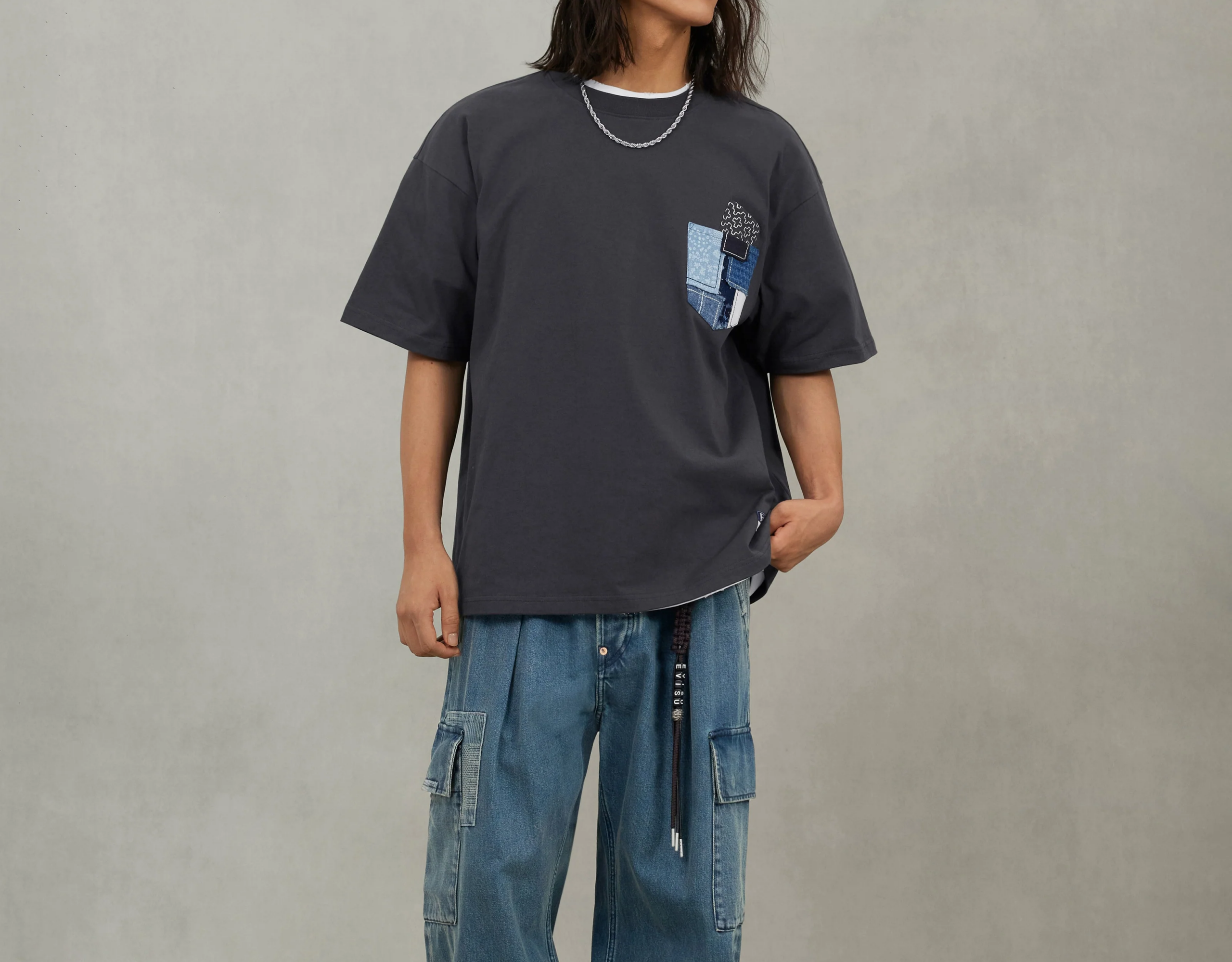 Alternative view of Áo Evisu Sashiko Daicock ‘Charcoal’ 2EAHTM5TS1169RXCT