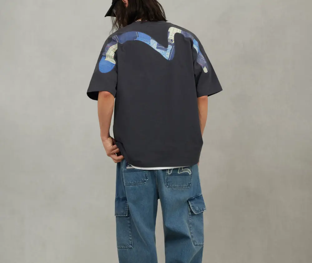 Áo Evisu Sashiko Daicock ‘Charcoal’ 2EAHTM5TS1169RXCT - Ảnh 3