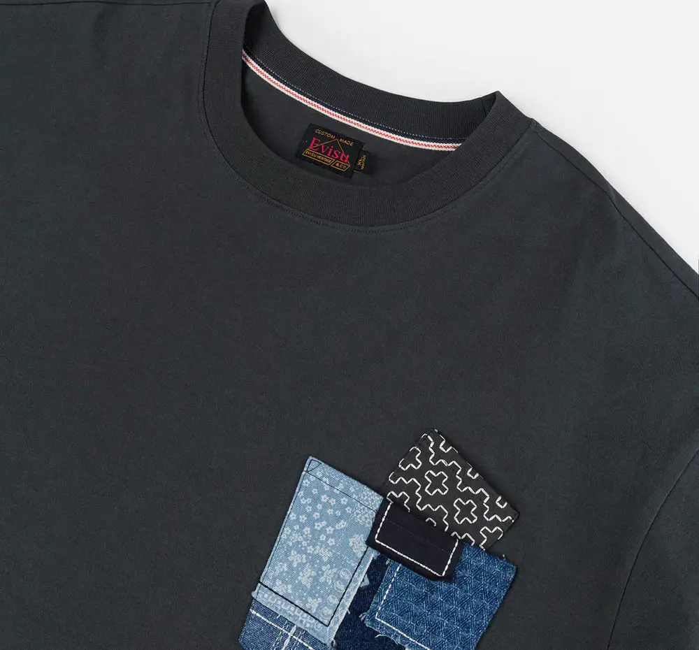 Áo Evisu Sashiko Daicock ‘Charcoal’ 2EAHTM5TS1169RXCT - Ảnh 5
