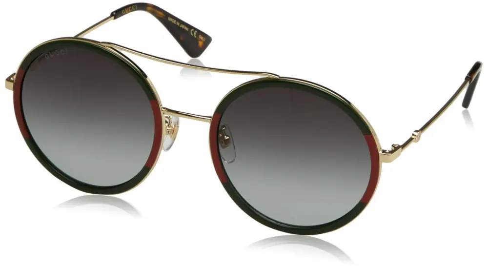 Kính Gucci Red Green Gold Oversized Round GG0061S-003 - Ảnh 3