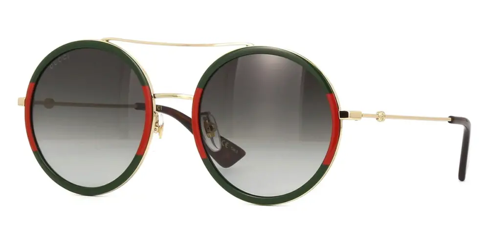 Kính Gucci Red Green Gold Oversized Round GG0061S-003 - Ảnh 2
