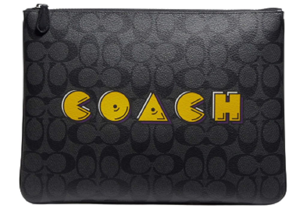 Ví Coach Large Pouch In Signature Canvas With Pac Man Coach Script