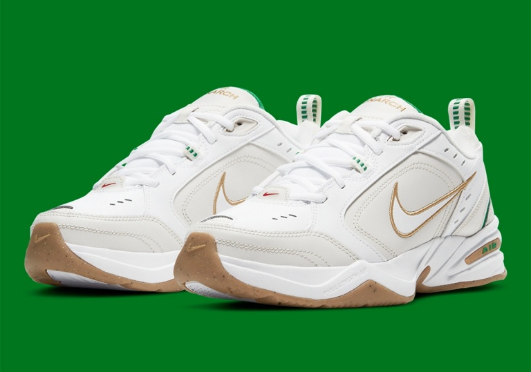 Giày Nike Air Monarch IV ‘White Lucky Green Gold’ 415445-103 - Ảnh 4